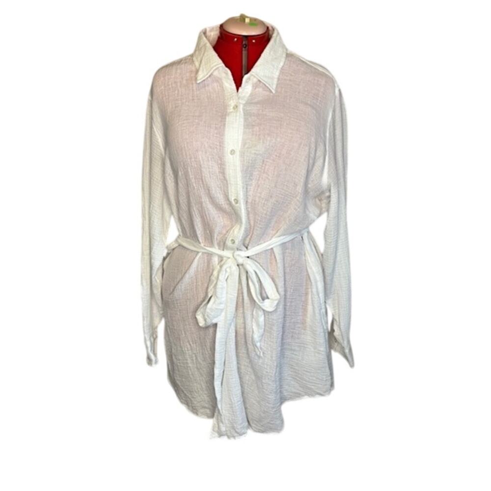 NWT Andie Resort Wear Corvo White Gauze Swim Button Coverup Sz‎ XXL